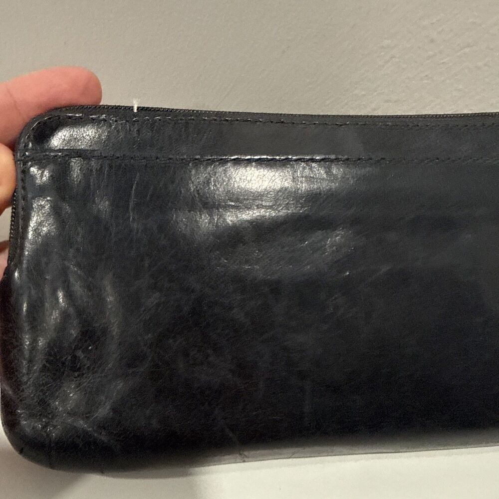 Coach Wristlet Black Leather Wallet Double Zip Striped Legacy Satin Lining 8x4 - Picture 12 of 16
